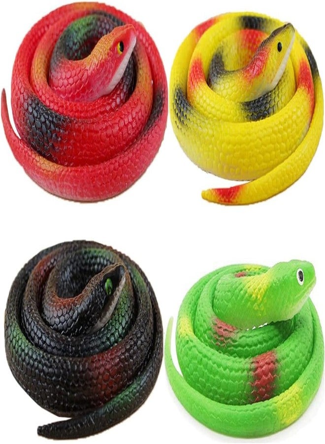 Munmoll Toys & Gifts Rubber Snakes Cobra Prank Toy for Kids Magic Shows Toy Snake for Kids, Fake Snake Toys for Garden Realistic Snack Pack of 4 Pcs (Multi Color 30 -inch) - Image 1